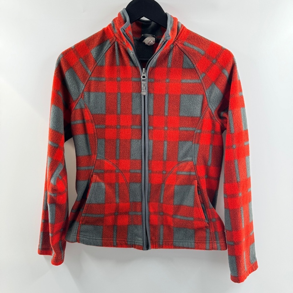 Merona XS Grey and Red Plaid Zip-Up Jacket
